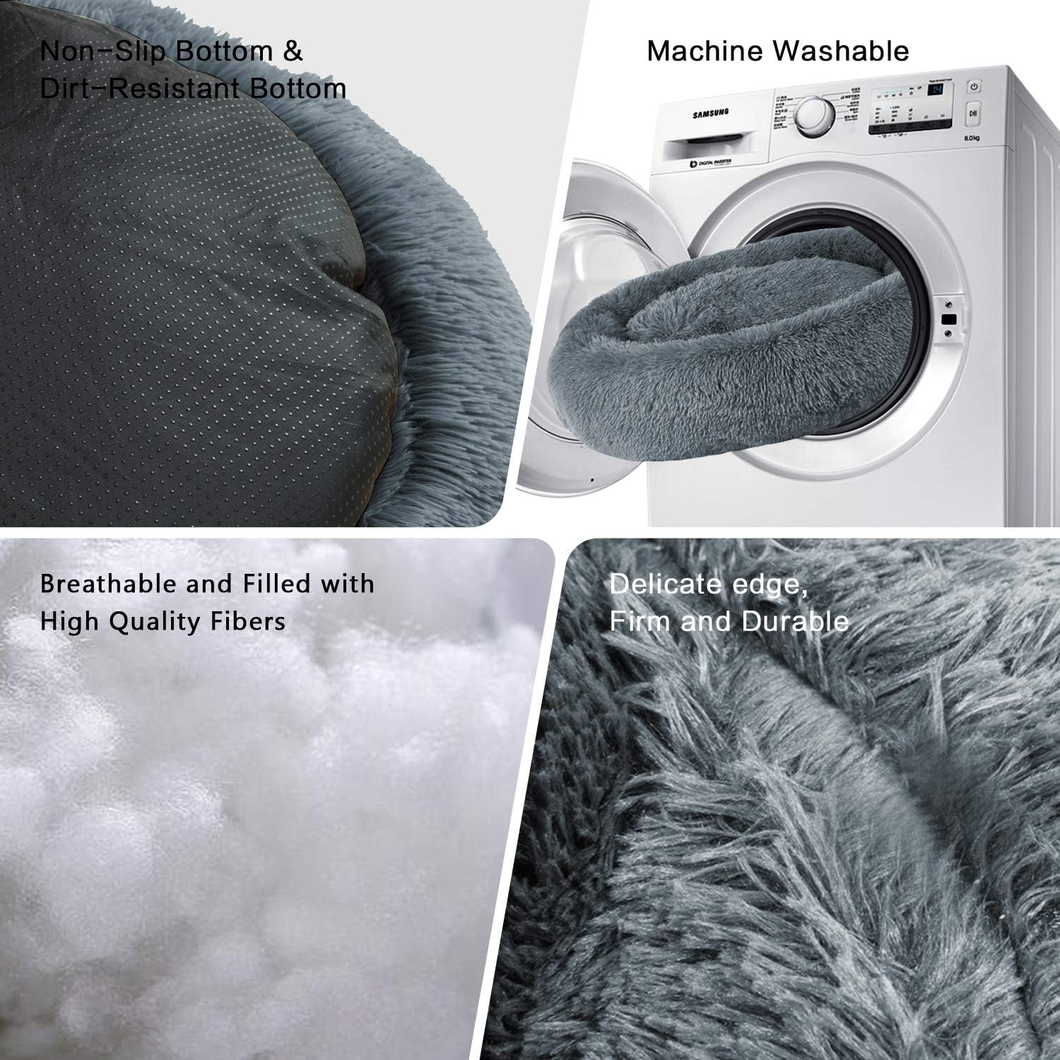 Round Donut Cat and Dog Cushion Bed, Pet Bed for Cats or Multiple Dogs, Anti-Slip & Water-Resistant Bottom, Super Soft Durable Fabric Pet Supplies, Machine Washable Luxury Cat & Dog Bed