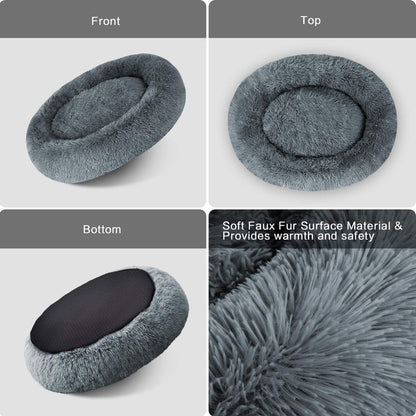 Round Donut Cat and Dog Cushion Bed, Pet Bed for Cats or Multiple Dogs, Anti-Slip & Water-Resistant Bottom, Super Soft Durable Fabric Pet Supplies, Machine Washable Luxury Cat & Dog Bed