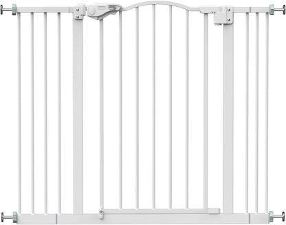 29-39.6" Baby Gate for Pets, Auto Close Both Sides Dog Gate with One-Hand Opening, 30" Tall Safety Gates for Stairs, Hallways, Bedrooms, Wall Pressure Mount No Drill, White